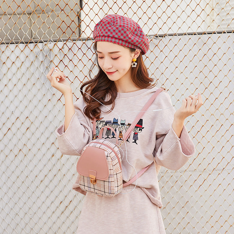 Korean Cutie: Checkered Backpack Bag for Trendy Style