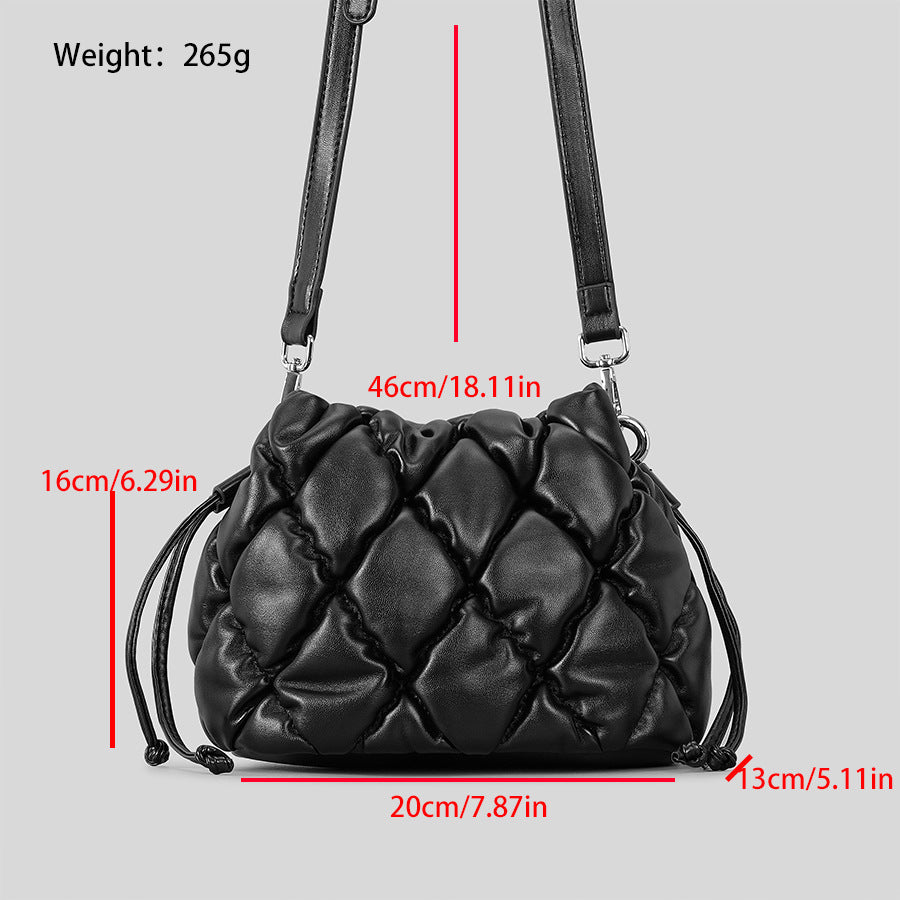 Fashion Forward: Rhombus Drawstring Bucket Shoulder Bag