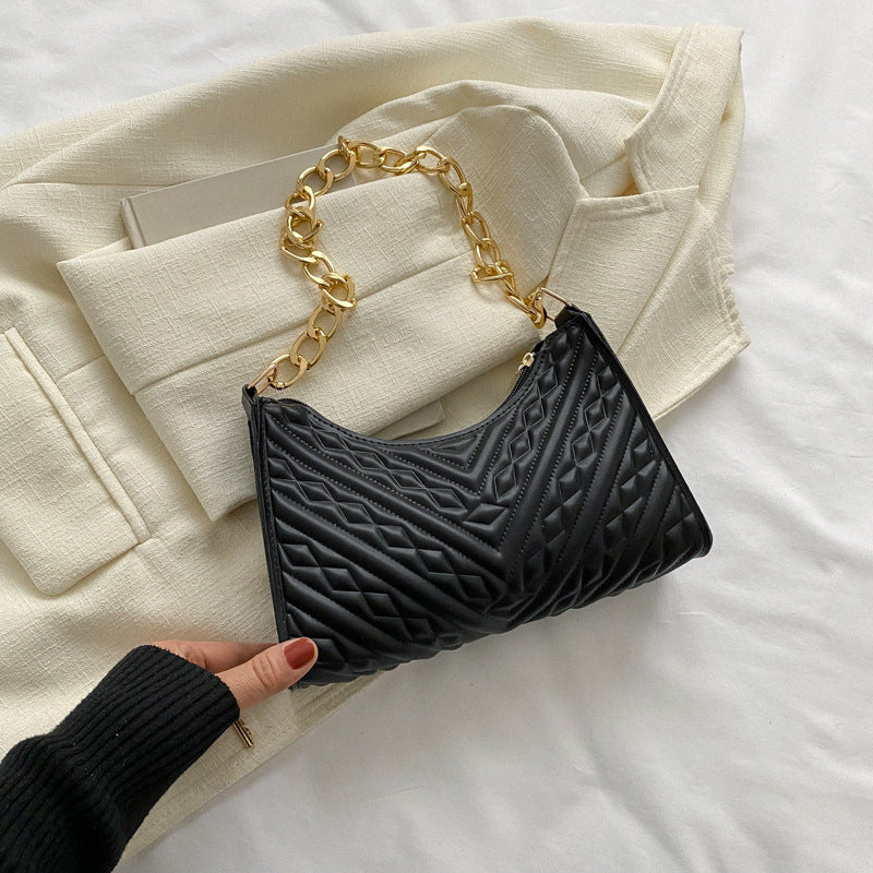 Chic & Modern: Textured Design Chain Strap Shoulder Bag