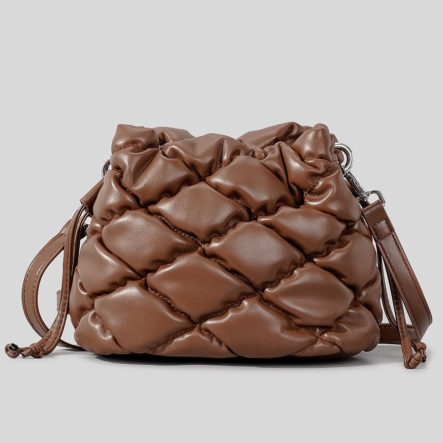 Fashion Forward: Rhombus Drawstring Bucket Shoulder Bag